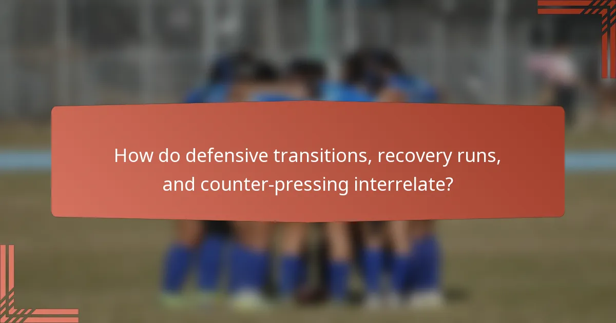 How do defensive transitions, recovery runs, and counter-pressing interrelate?