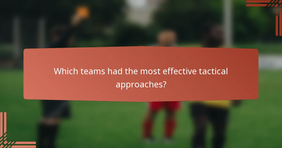 Which teams had the most effective tactical approaches?